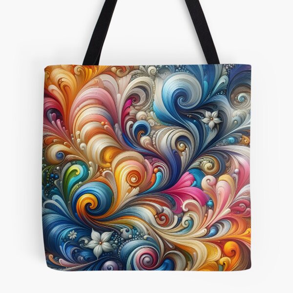 Item preview, Abstract floral swirls with vibrant 60s inspired textures designed and sold by BlackCatspet1.