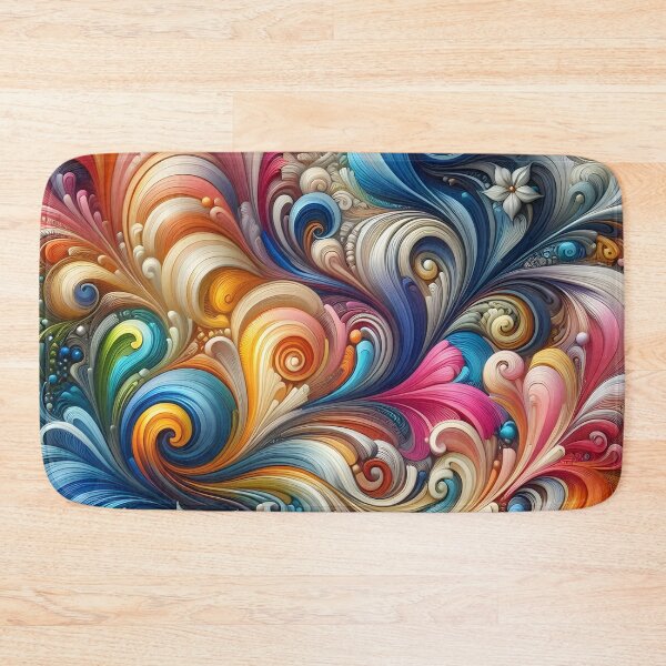 Item preview, Abstract floral swirls with vibrant 60s inspired textures designed and sold by BlackCatspet1.
