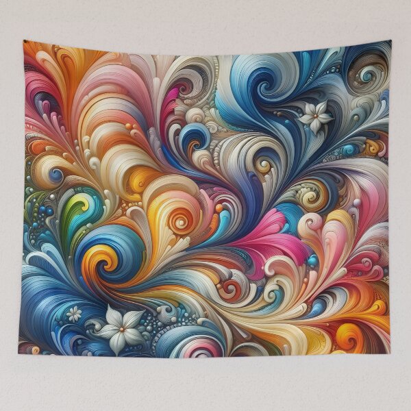 Item preview, Abstract floral swirls with vibrant 60s inspired textures designed and sold by BlackCatspet1.