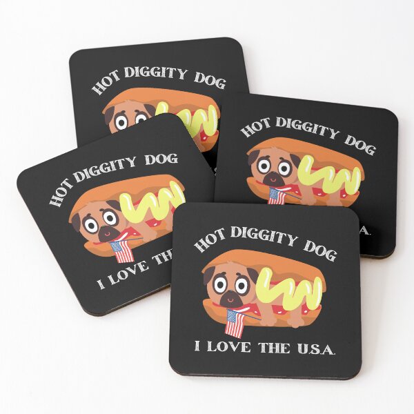 Item preview, Hot Diggity Dog I Love The USA Design T-Shirt, Funny Hot Dog American Flag Tee, Fourth of July T-Shirt designed and sold by Viran-Designs.