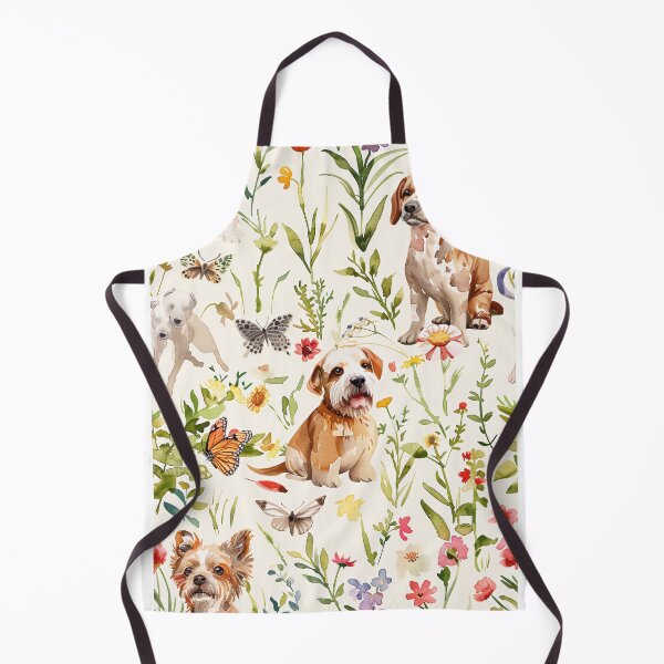 Item preview, Adorable watercolor pattern with different dog breeds playing in a lush garden designed and sold by DMay-art.