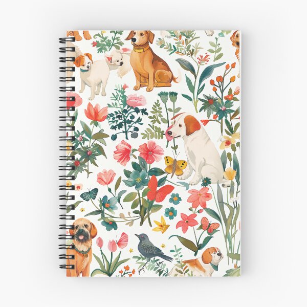 Item preview, Adorable watercolor pattern with different dog breeds playing in a lush garden designed and sold by DMay-art.