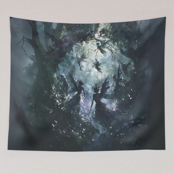 Item preview, Enchanted Dark Fairy Gathering Art designed and sold by Obsidian Ink by Wilshire.