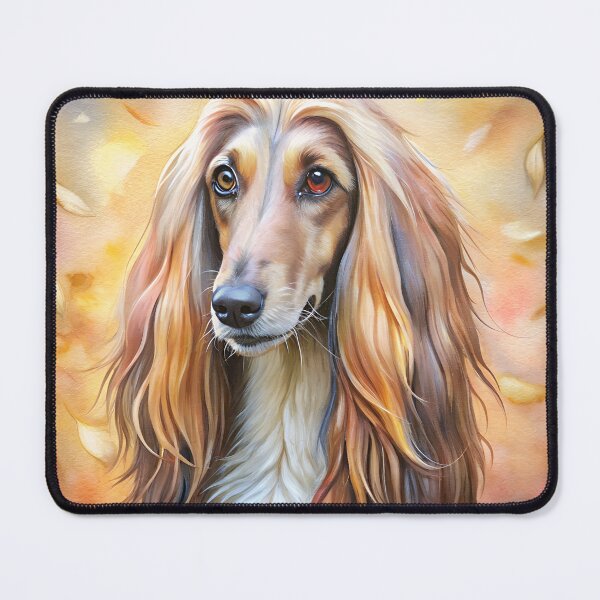Item preview, happy afghanhound dog  in watercolor  with leaves designed and sold by essypessy.