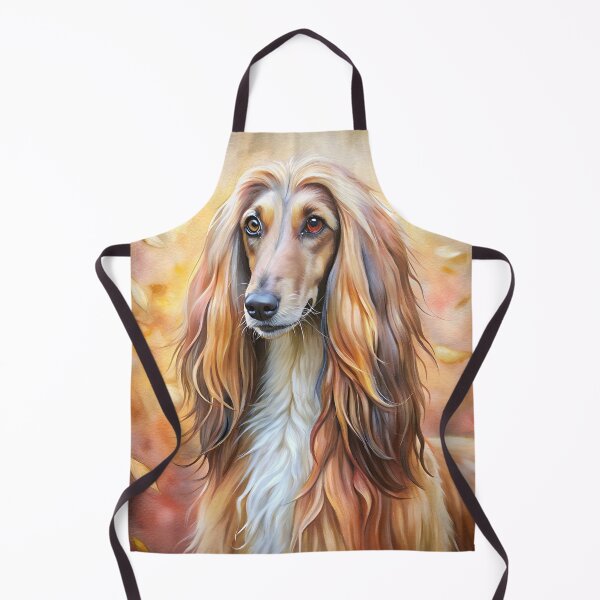 Item preview, happy afghanhound dog in watercolor with leaves designed and sold by essypessy.