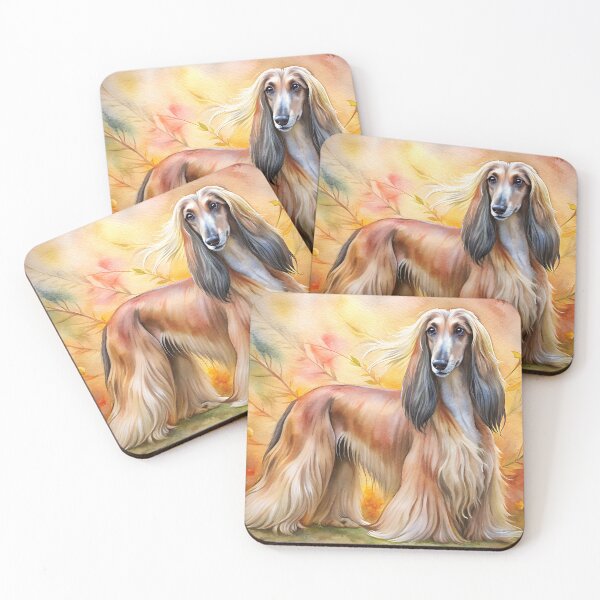 Item preview, afghan hound dog in nature watercolor art designed and sold by essypessy.