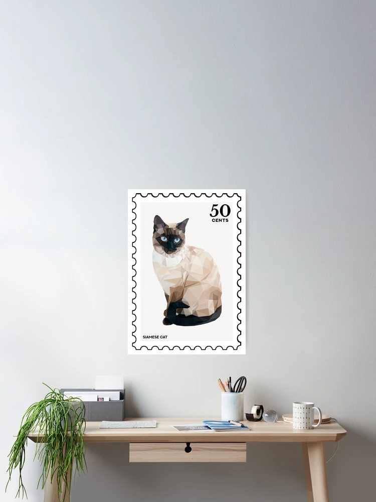 Thumbnail 2 of 3, Poster, Siamese cat Stamp designed and sold by RabbitK.