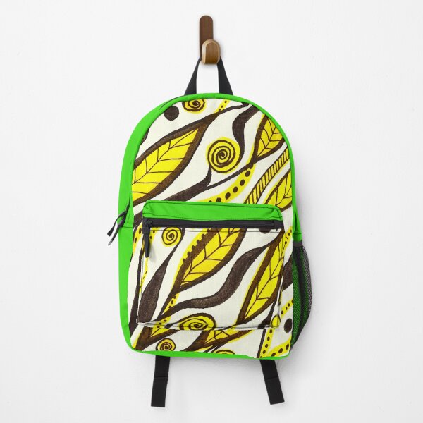 Item preview, Yellow and Black Flowing Leaves with Spirals Original designed and sold by artofkathleen.