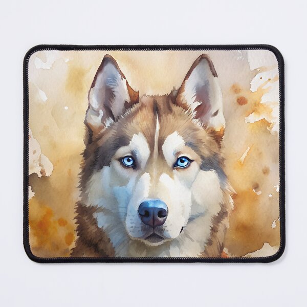 Item preview, Alaskan Husky dog in watercolor brown white blue designed and sold by essypessy.
