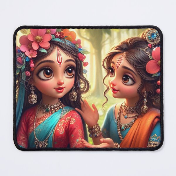 Item preview, Beautiful Radha Rani Talking with Friend about Krishna designed and sold by VrindaArts.