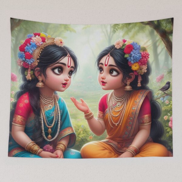Item preview, Beautiful Radha Rani Talking with Friend about Krishna designed and sold by VrindaArts.