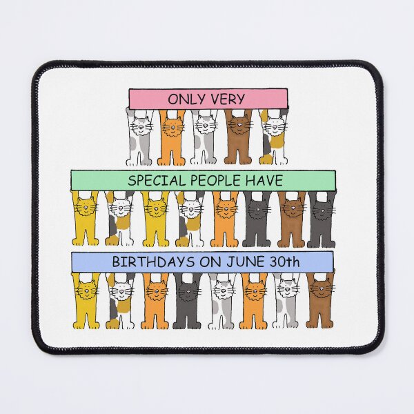 Item preview, June 30th Birthday Cartoon Cats Holding Up Banners designed and sold by KateTaylor.