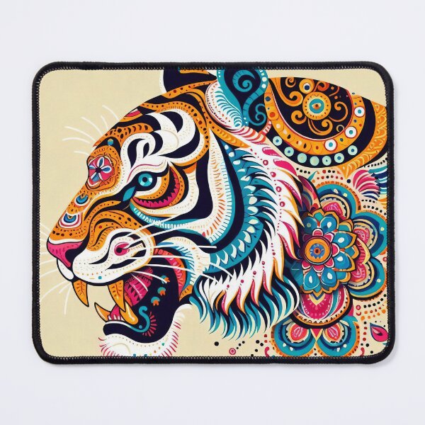Item preview, Great Bengal Tiger in traditional Indian design artwork designed and sold by REDCLASH2002.