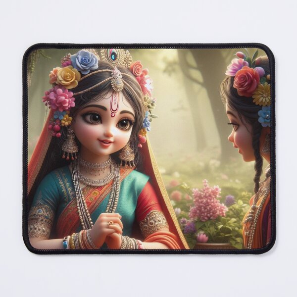 Item preview, Beautiful Radha Rani Talking with Friend about Krishna designed and sold by VrindaArts.