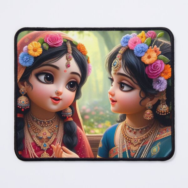 Item preview, Beautiful Radha Rani Talking with Friend about Krishna designed and sold by VrindaArts.