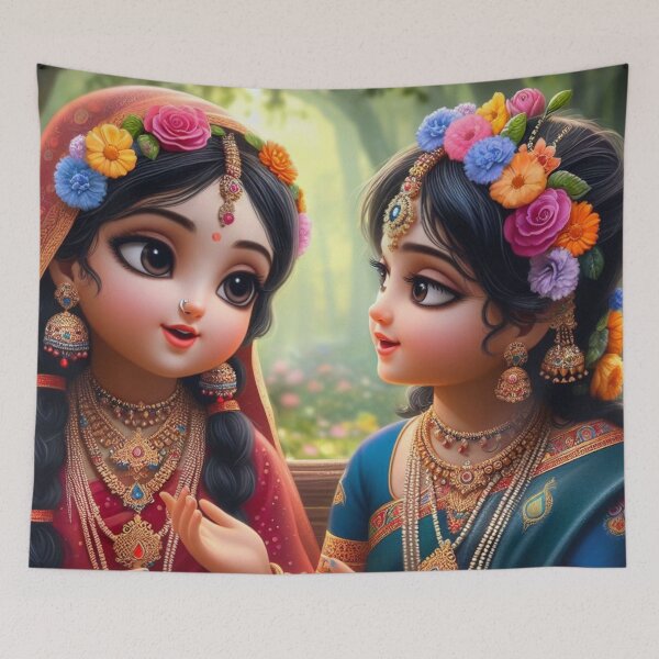Item preview, Beautiful Radha Rani Talking with Friend about Krishna designed and sold by VrindaArts.