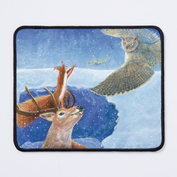 Item preview, Red Deer, squirrel, wise owl in Winter Illustration designed and sold by Julia Doria.