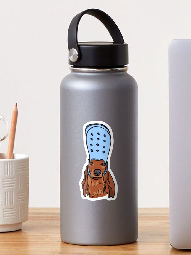 Thumbnail 1 of 3, Sticker, Sexy Sausage Dog With Croc designed and sold by penandfelt.