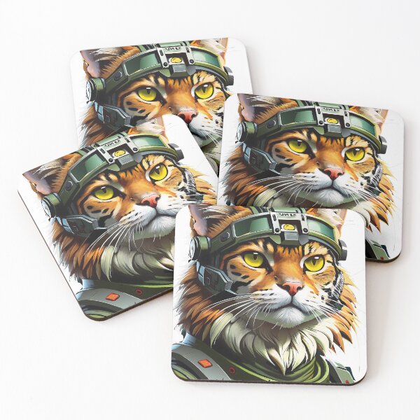Item preview, Futuristic Military Cat Soldier Portrait Tactical Gear  designed and sold by Rostislav Bouda.