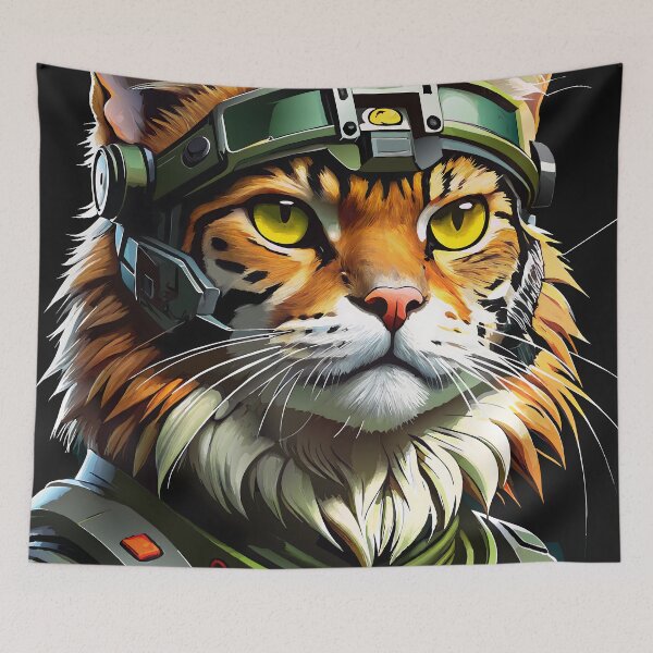 Item preview, Futuristic Military Cat Soldier Portrait Tactical Gear  designed and sold by Rostislav Bouda.