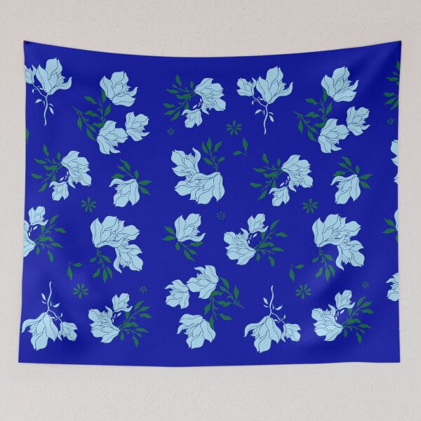 Item preview, China blue floral with dark blue background designed and sold by SueKnox.