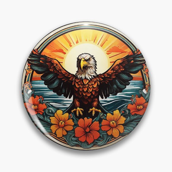 Item preview, Sunset Bald Eagle by the Ocean surrounded by Hawaii Flowers designed and sold by NautiChic.