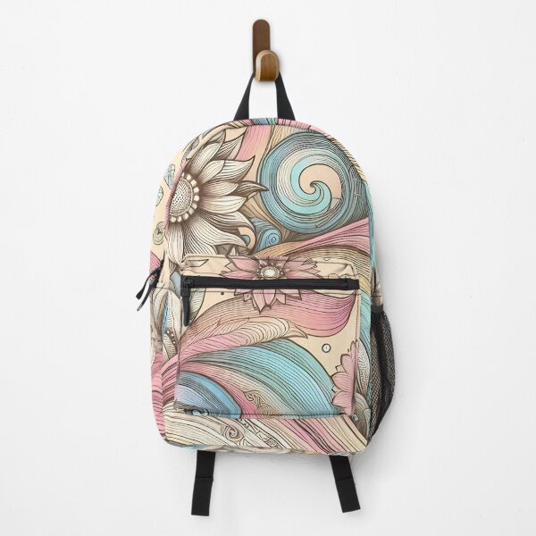 Item preview, Hippy pastel waves with elegant botanical doodles designed and sold by BlackCatspet1.