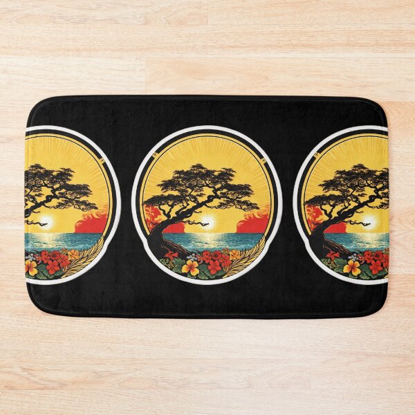 Item preview, Tree by the Ocean at Sunset surrounded by Hawaiian Orchids designed and sold by NautiChic.