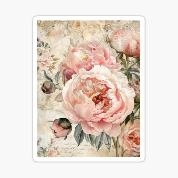 Artikel-Vorschau von Vintage rosa Pfingstrosen, designt und verkauft von MystiS.