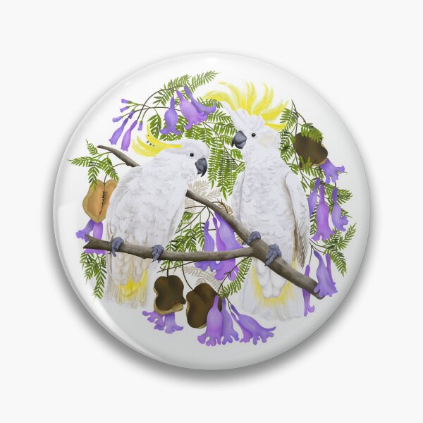 Item preview, Cheeky Australian cockatoos in purple jacaranda tree designed and sold by ArtOfSmallJoys.