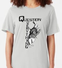 QANON Question Everything White Rabbit Slim Fit T-Shirt