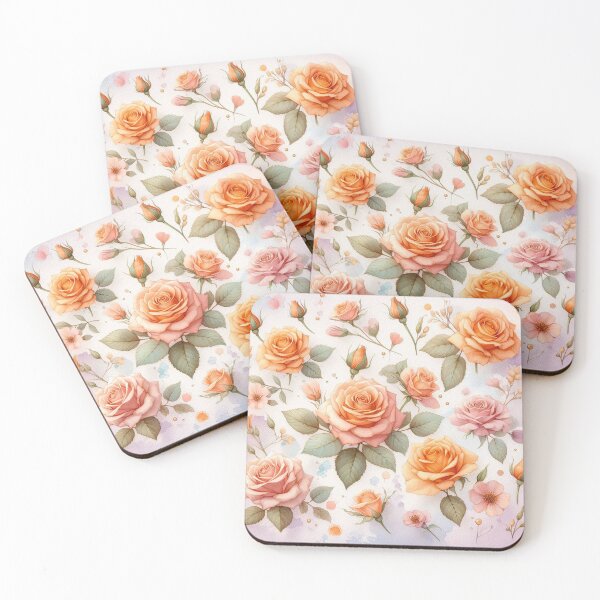 Item preview, Peach roses on a light lilac background designed and sold by Libretti.