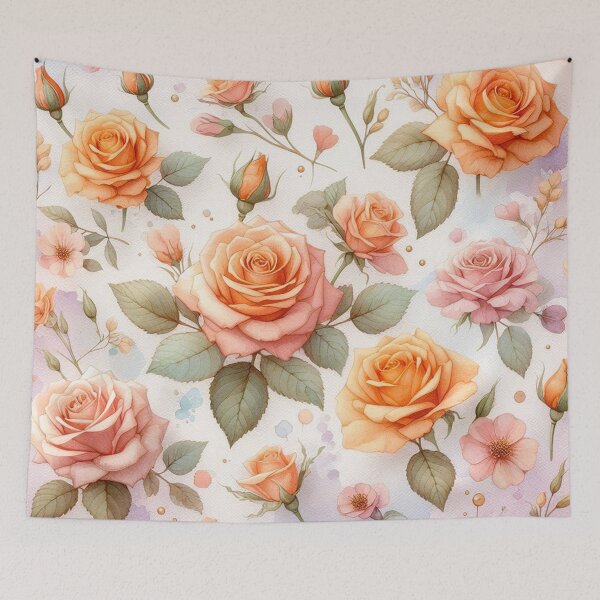 Item preview, Peach roses on a light lilac background designed and sold by Libretti.