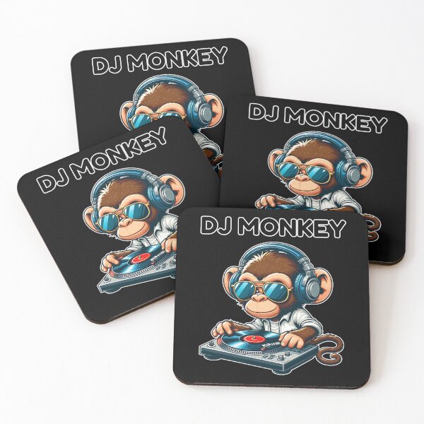 Item preview, Cool DJ Monkey Spinning Records Illustration designed and sold by DesignDoodleArt.