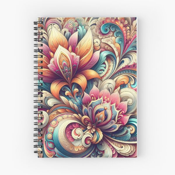 Item preview, Vintage floral patterns with psychedelic fractal swirls designed and sold by BlackCatspet1.