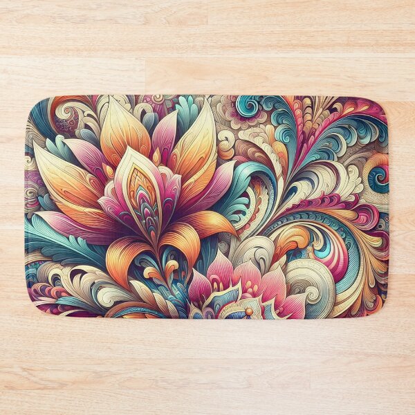 Item preview, Vintage floral patterns with psychedelic fractal swirls designed and sold by BlackCatspet1.