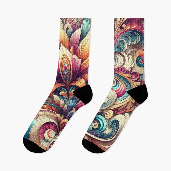 Item preview, Vintage floral patterns with psychedelic fractal swirls designed and sold by BlackCatspet1.