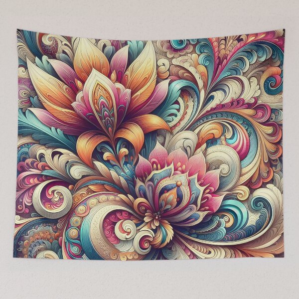 Item preview, Vintage floral patterns with psychedelic fractal swirls designed and sold by BlackCatspet1.