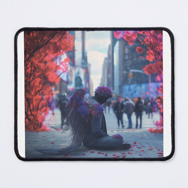 Item preview, angel sitting on a busy street designed and sold by Love-Light-Bite.
