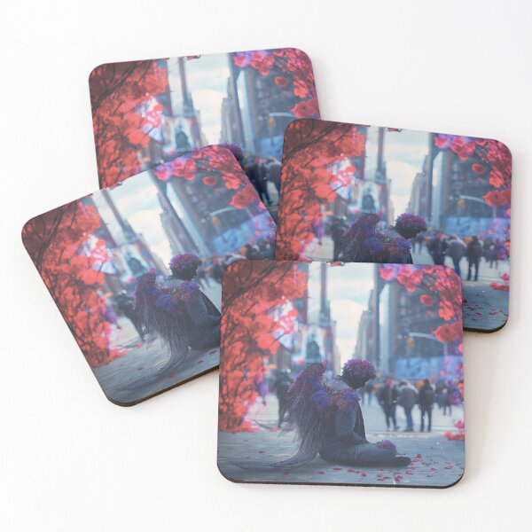 Item preview, angel sitting on a busy street designed and sold by Love-Light-Bite.