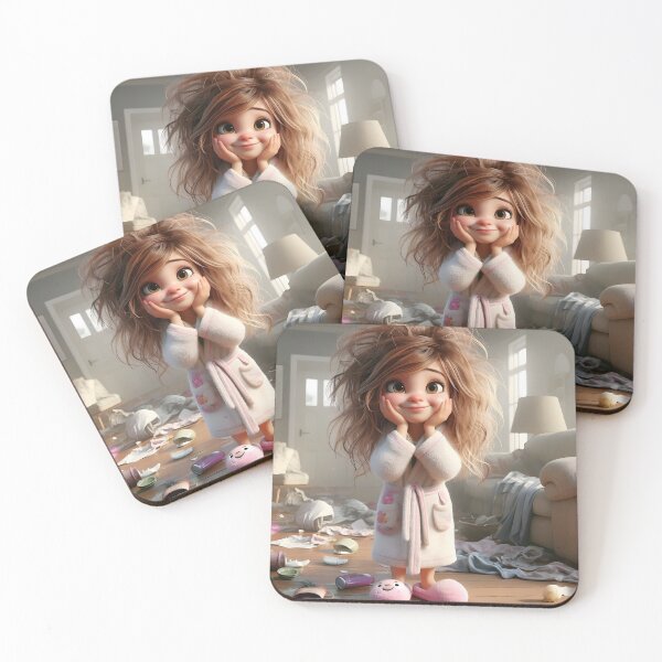Item preview, Adorable Morning Chaos - Cute AI Art of a Happy Girl Frizzy Hair and Robe 03 designed and sold by LoopLooArt.