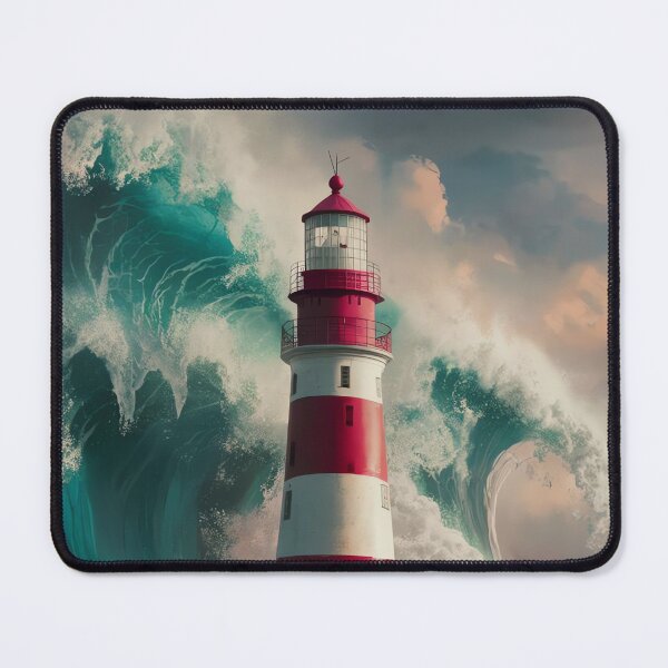 Item preview, Nautical Lighthouse with Ocean Waves, Coastal Wall Decor designed and sold by WILDEVIOLET.