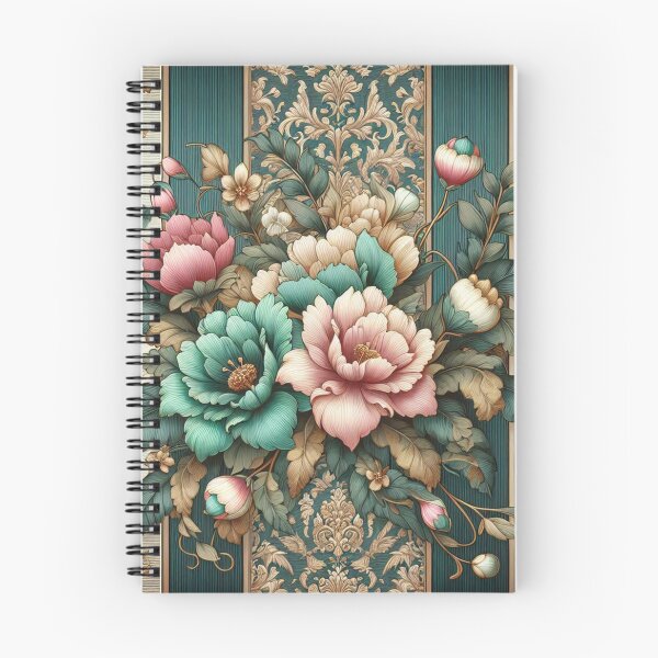 Aperçu de l'œuvre Damassé Floral Sarcelle & Mauve créée et vendue par DesignsByPrnces.