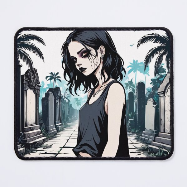 Item preview, Black and White Pale Goth Girl in the Graveyard designed and sold by MadnessEnvelope.