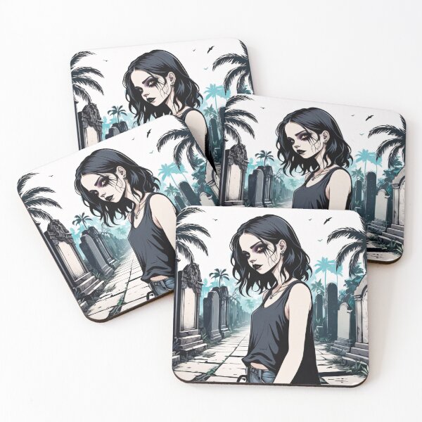 Item preview, Black and White Pale Goth Girl in the Graveyard designed and sold by MadnessEnvelope.