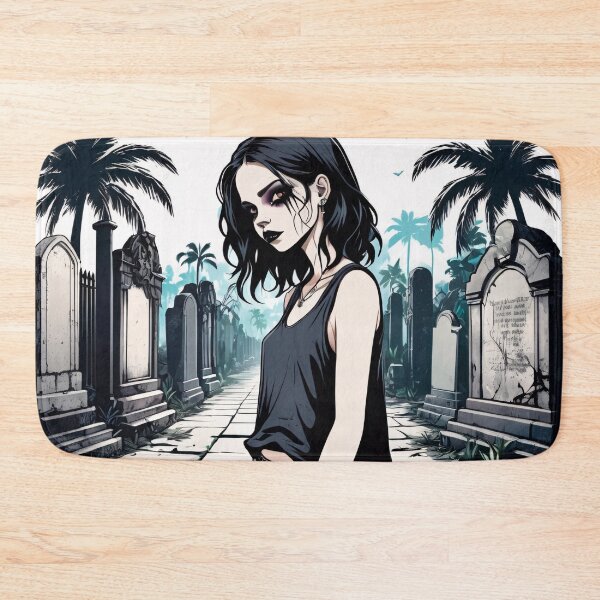 Item preview, Black and White Pale Goth Girl in the Graveyard designed and sold by MadnessEnvelope.