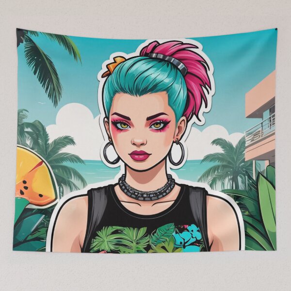 Item preview, Summer Vacation Tropical Punk Girl designed and sold by MadnessEnvelope.