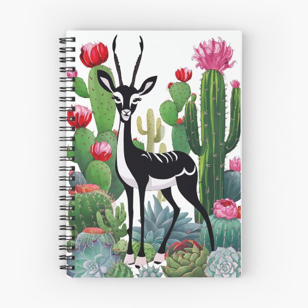 Item preview, Ilustración botánica de acuarela de vida silvestre del desierto, antílope y cactus designed and sold by WILDEVIOLET.