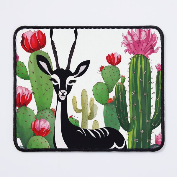 Item preview, Desert Wildlife, Antelope and Cactus Watercolor Botanical Illustration designed and sold by WILDEVIOLET.