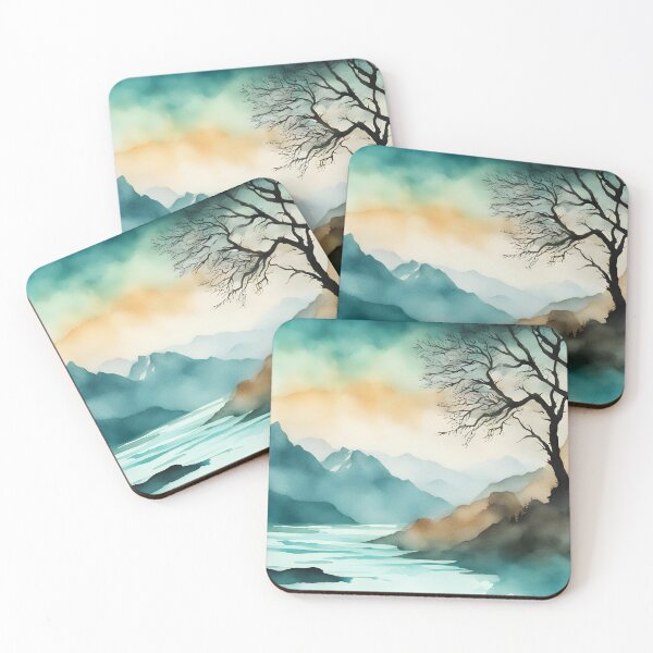 Item preview, Blue Landscape with Silhouette Trees designed and sold by CalmnessbyChoice.